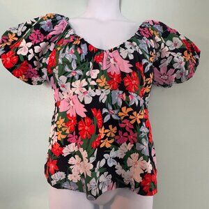 Old Navy Waist-Defined V-Neck Top – Navy Floral | Size Large - 0187